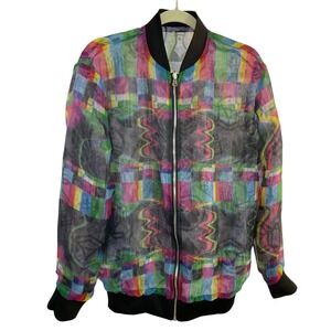 MW+HS Factory Bomber Sheer Jacket Rainbow‎ Abstract Pattern